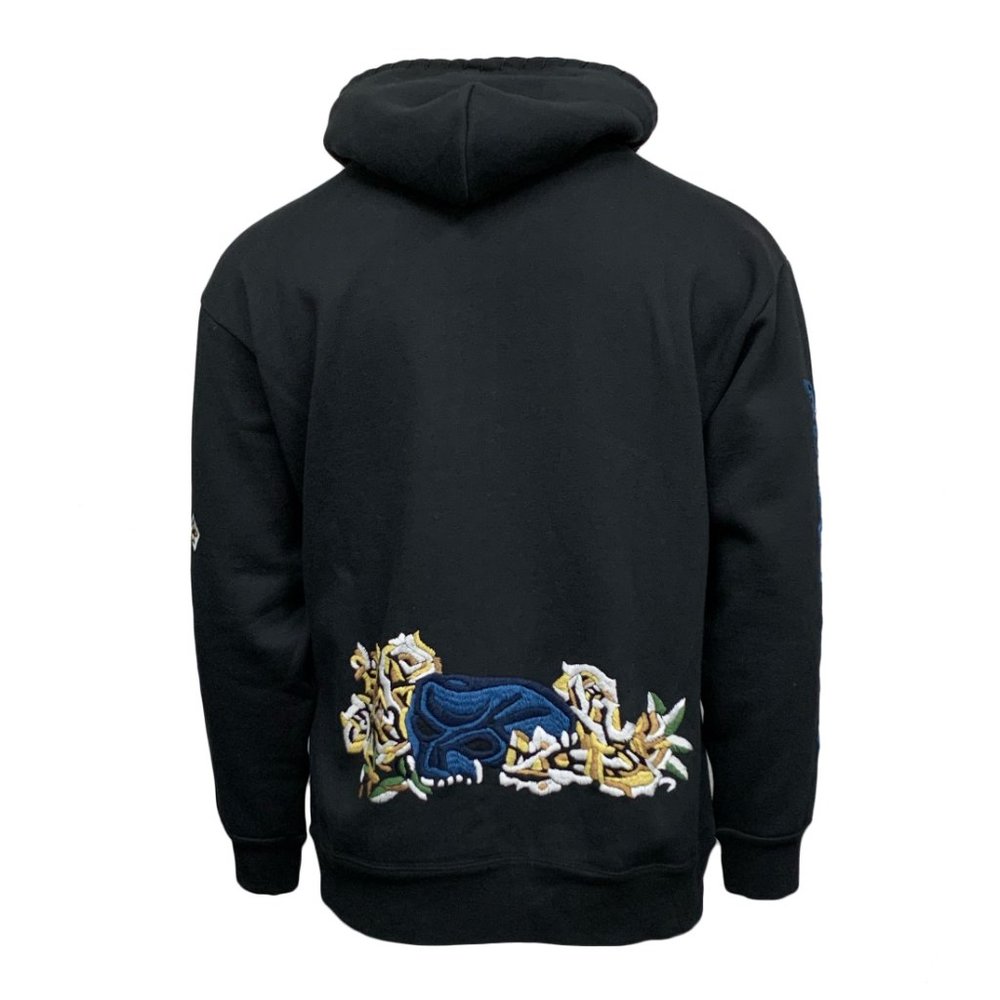 Raw7 Hoodie Skull Rose Hand Embroidered